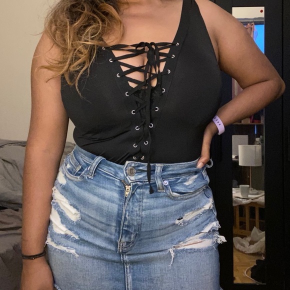 Victoria’s Secret satin lace up bodysuit - Picture 2 of 4